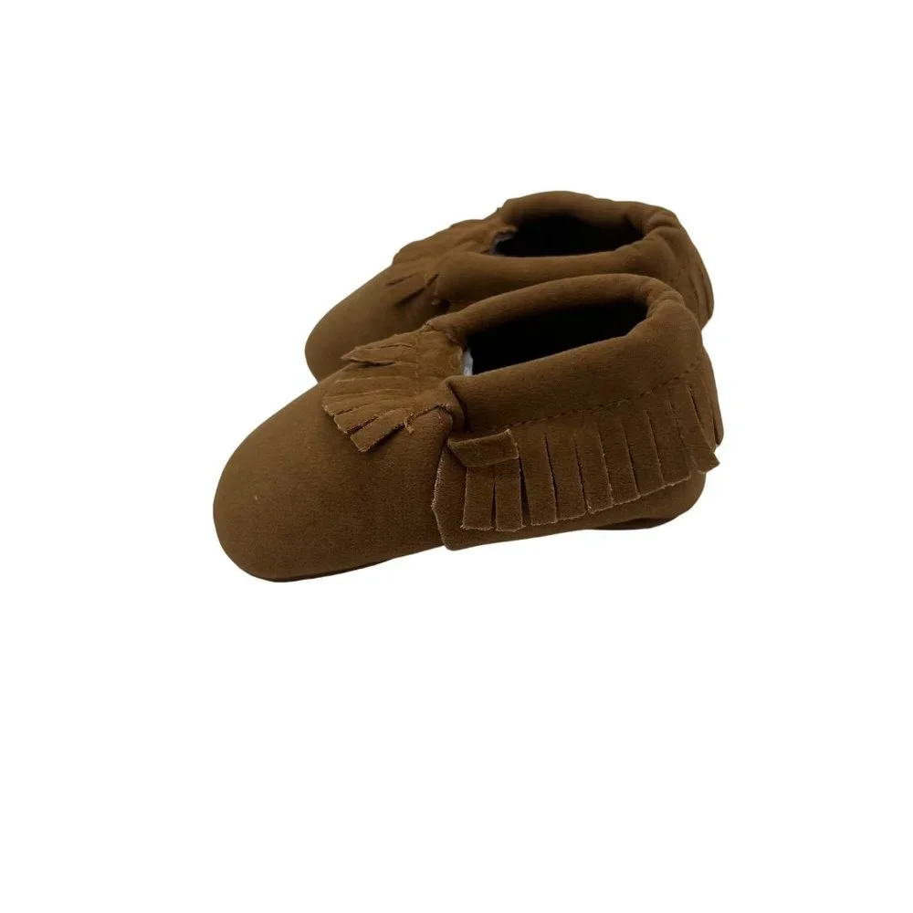 Infant Shoes Size 2 Brown Fringe 3-12 months Unbranded Faux Leather NEW